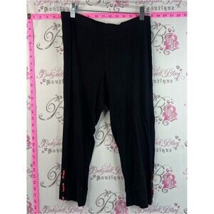 Zoe capri leggings tights ribbon Black Stretch Capri Pants with Side Zip Details